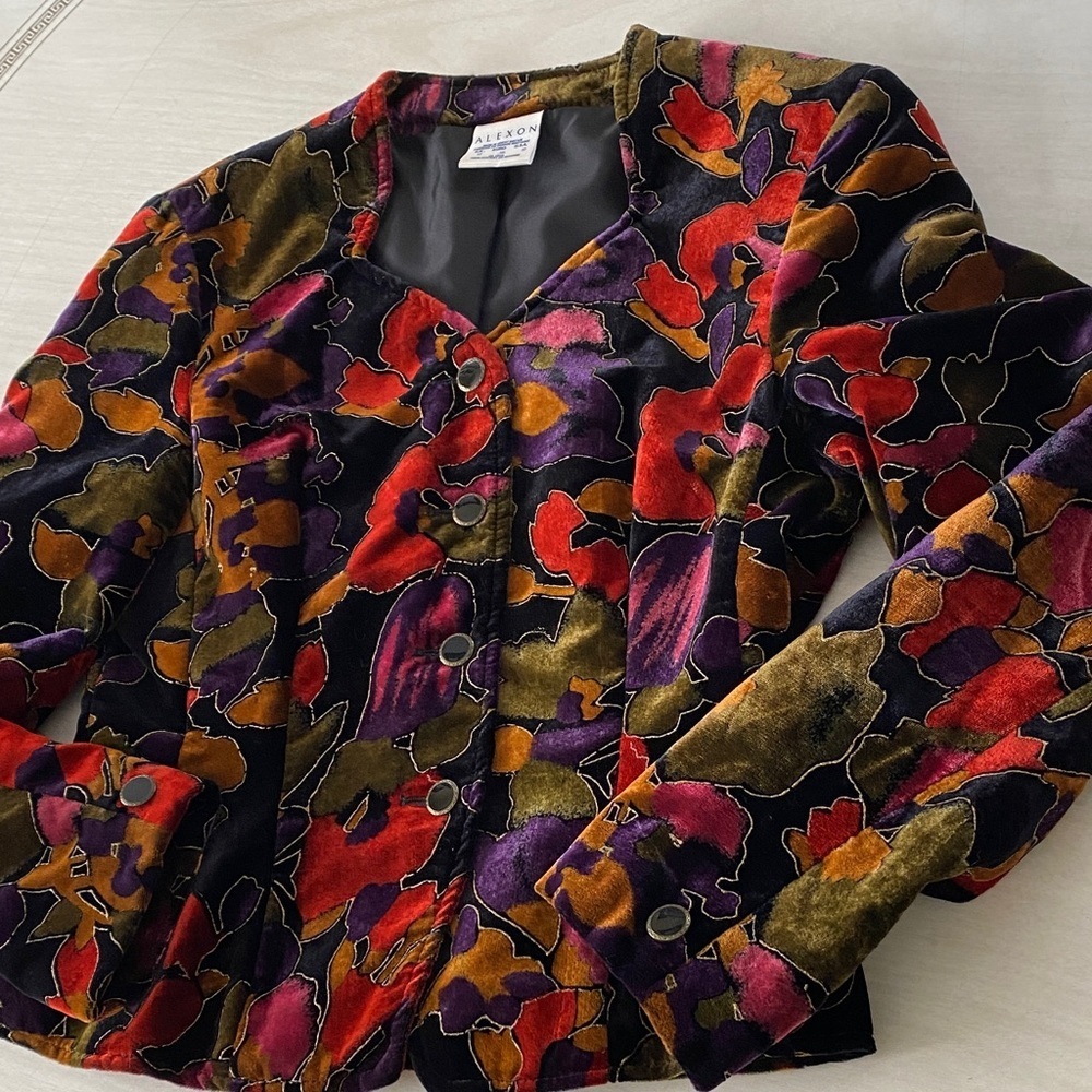 Velvet Great Britain Made Vintage Floral Blazer Fitted Dari Romantic formal